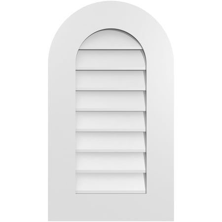 Ekena Millwork Round Top Surface Mount PVC Gable Vent: Non-Functional, w/ 3-1/2"W x 1"P Standard Frame, 16"W x 28"H GVPRT16X2801SN